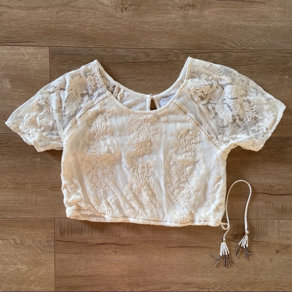 Kendall + Kylie lace bohemian crop top